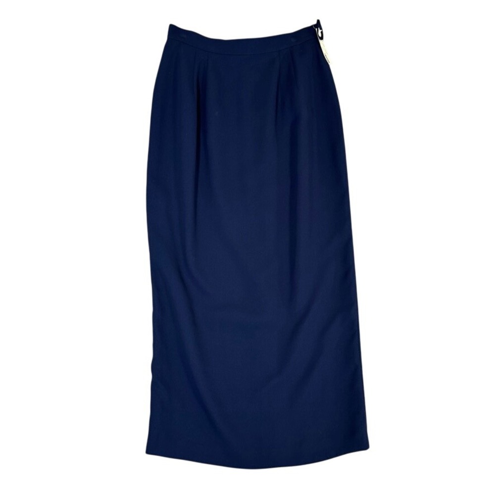 NWT Amanda Smith Navy Blue Maxi Skirt Size 10 Straight Crepe Long Skirt 12133